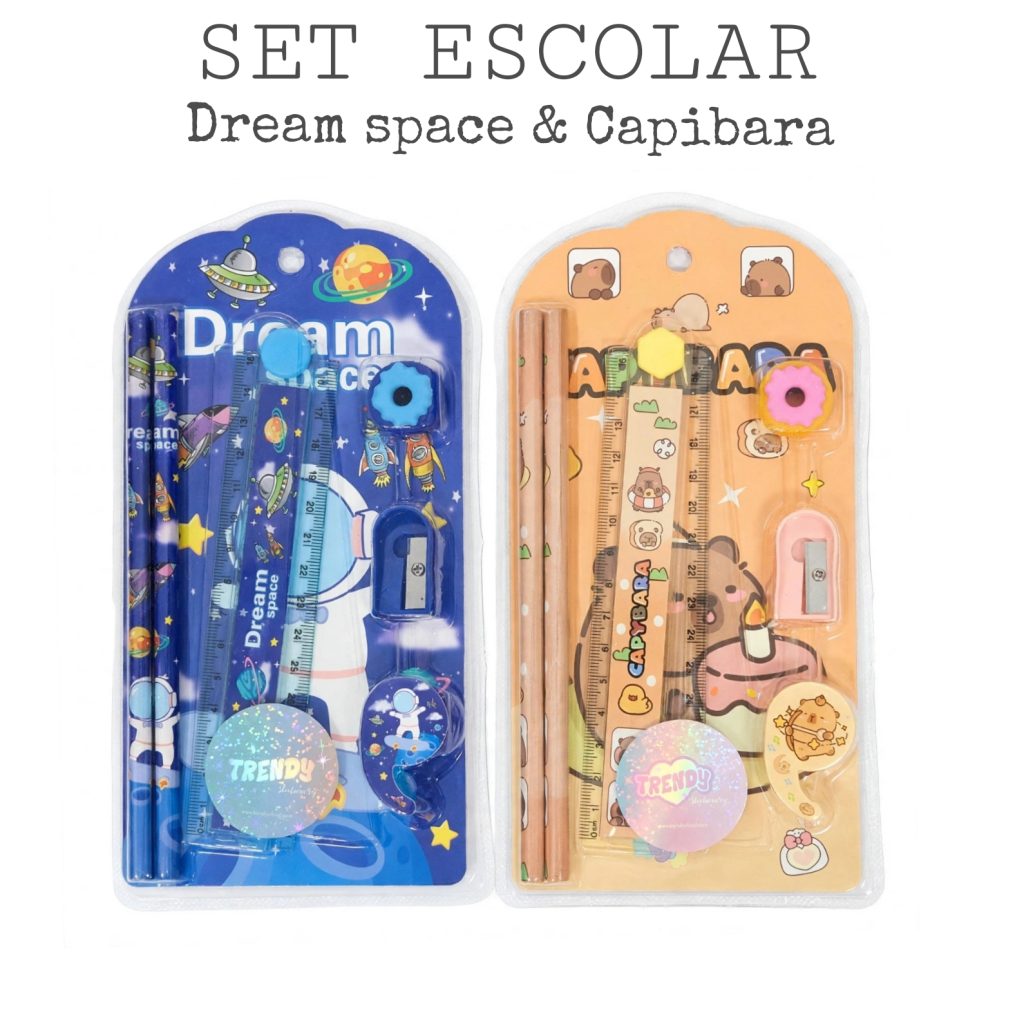 SET ESCOLAR ( LAPIZ, BORRADOR, SACA PUNTA Y REGLA)